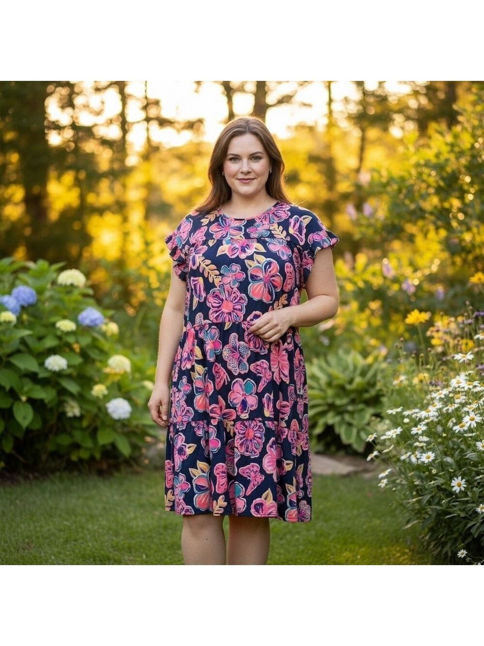 Simply Southern Floral And Butterfly Flowy Dress Size Medium